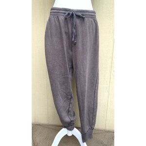 Aerie Cropped Sweatpants with Zipper Pockets Large Brown/Blk